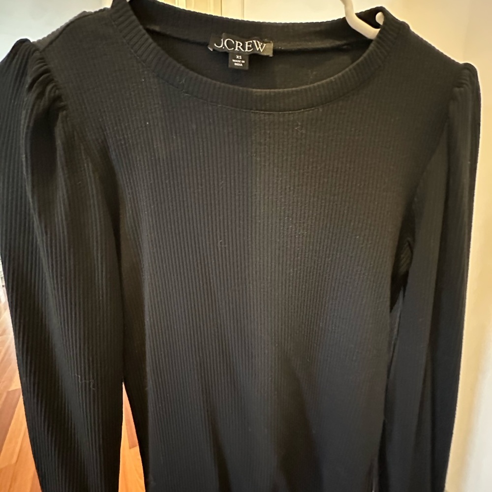 J.Crew Black Ribbed Long Sleeve Top
